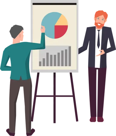 Business professional presenting chart to the manager  Illustration