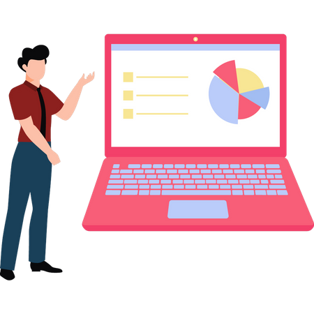 Business professional showing chart graph  Illustration