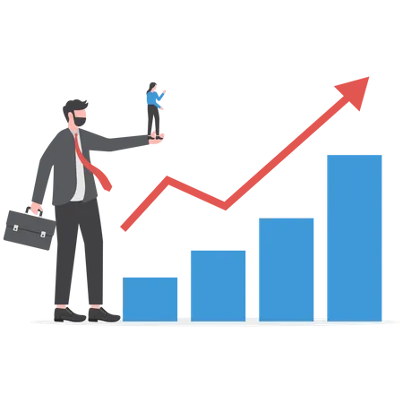 Two Business Holding Binoculars On Hand For Analyst Stock Market Illustration