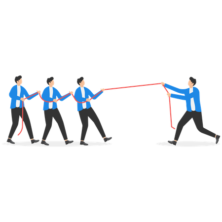 Business professionals in tug of war  Illustration