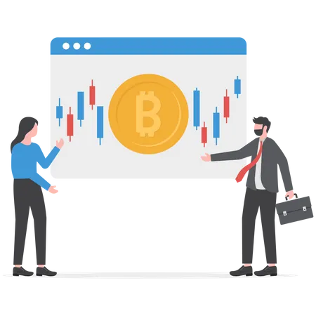 Business professionals learning crypto market  Illustration