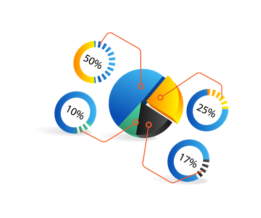 Business profit sharing pie chart  Illustration