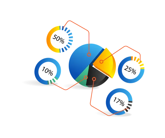 Business profit sharing pie chart  Illustration