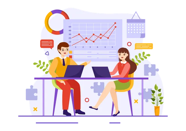 Marketing Plan And Business Strategy Vector Illustration With Effective Time Planning And Budget Growth In Target Flat Cartoon Background Design Illustration