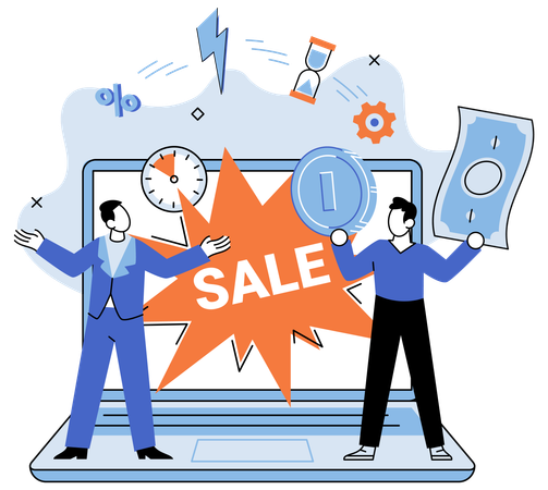 Business providing online flash sale  Illustration