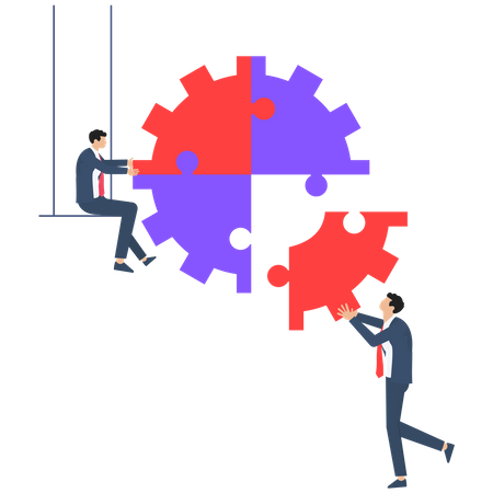 Business puzzle solving  Illustration