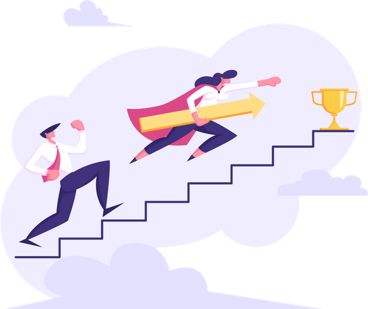 Business race towards success  Illustration