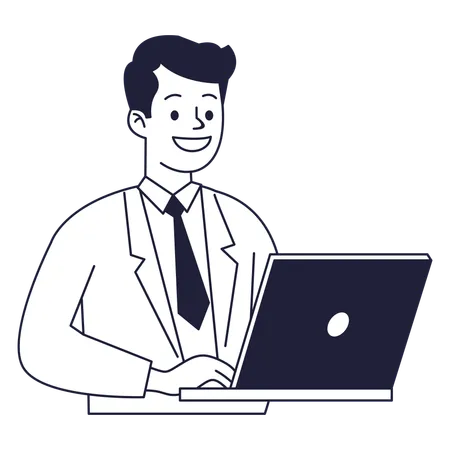 Business recruiter working on laptop  Illustration