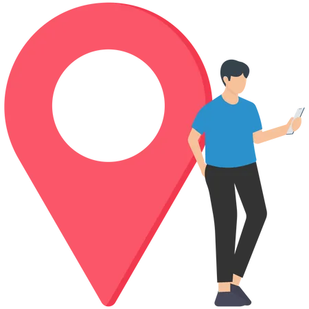 Business relocation, move office to new address or transfer to new location concept, businessman company owner jumping from map navigation pin to new one metaphor of relocation.  Illustration