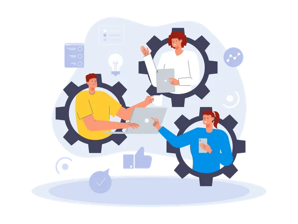 Business remote team management Illustration