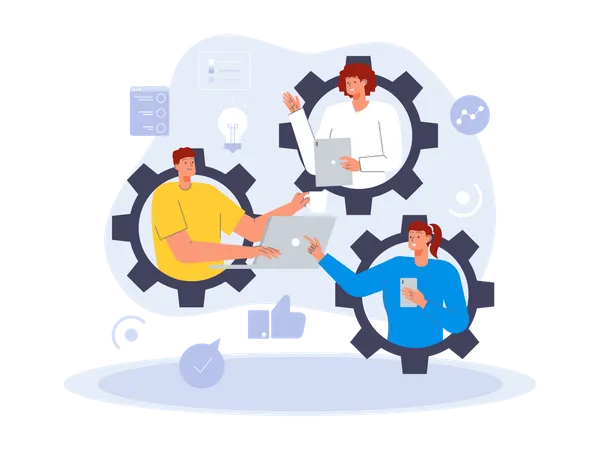 Business remote team management  Illustration