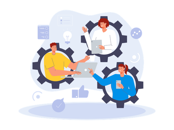 Business remote team management  Illustration