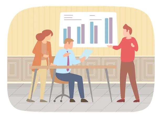 Business report analysis by team  Illustration