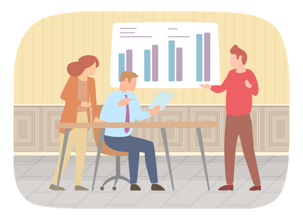 Business report analysis by team  Illustration