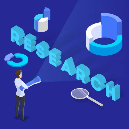 Business Research Banner Creative People Search For Solution Data Analyzing And Planning Isolated Vector Isometric Illustration Illustration