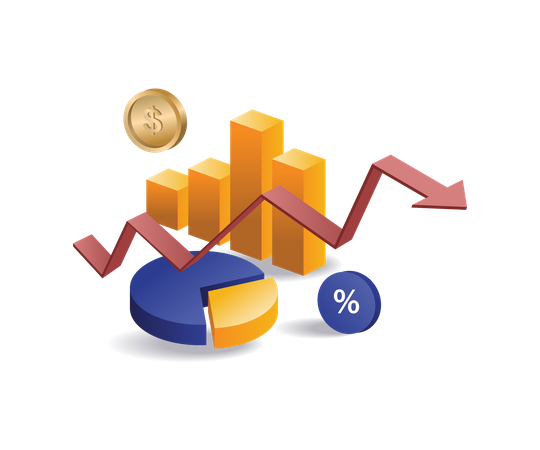 Business revenue percent data analyst  Illustration
