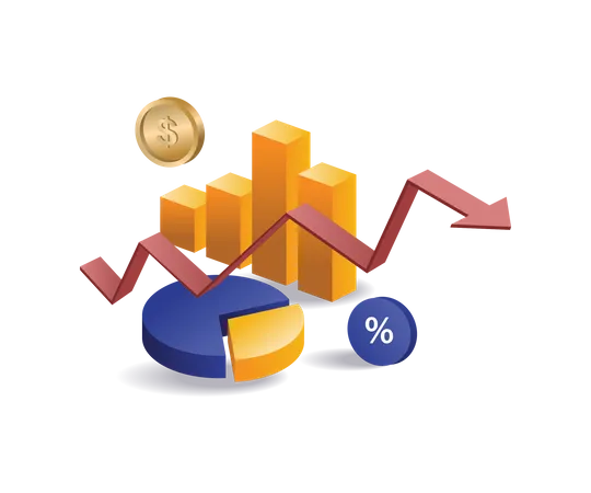 Business revenue percent data analyst  Illustration