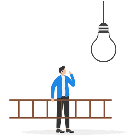 Business Risk Or Challenge Mistake Or Failure Bad And Stupid Idea Or Self Sabotage Business Trap And Pitfall Concept Doubtful Businessman Looking At Lightbulb Idea Thinking It Look Like Noose Trap Illustration