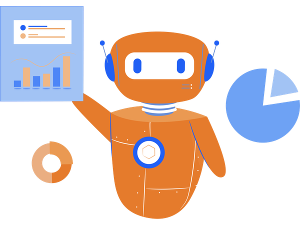 Business robot showing business data  Illustration