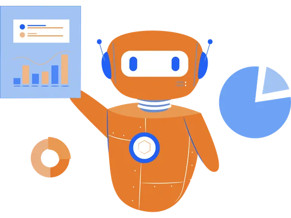 Business robot showing business data  Illustration