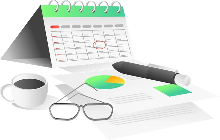 Flat Isometric Illustration Concept Business Plan Calendar Illustration