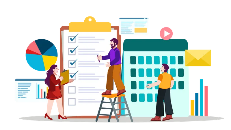 Business schedule and task management  Illustration