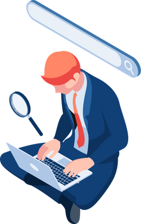 Business searching something on internet Illustration