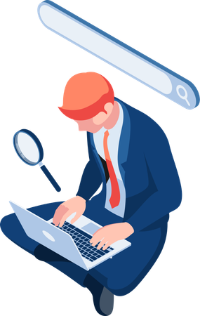 Business searching something on internet  Illustration