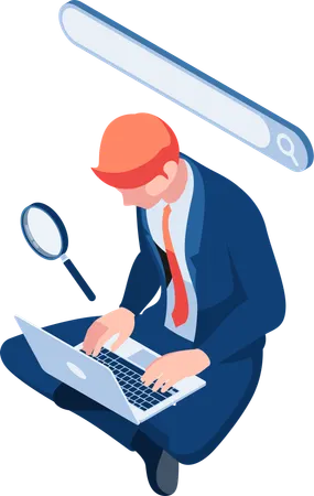 Business searching something on internet  Illustration