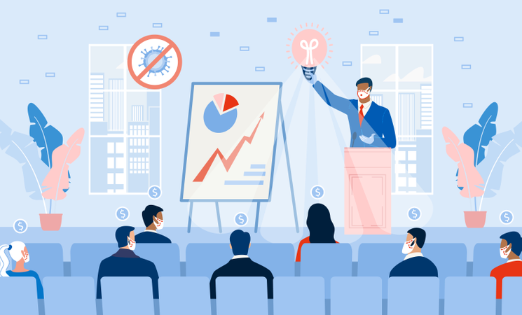 Business Seminar - Profitable Strategy Idea on Stage  Illustration