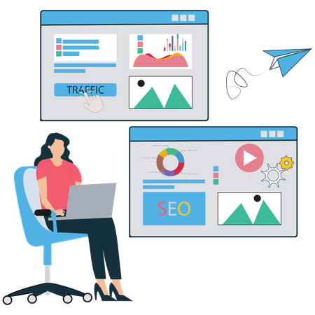 Business SEO Expert Analyzing Traffic Data  Illustration