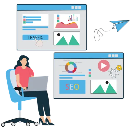 Business SEO Expert Analyzing Traffic Data  Illustration