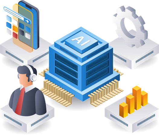 Business server management  Illustration