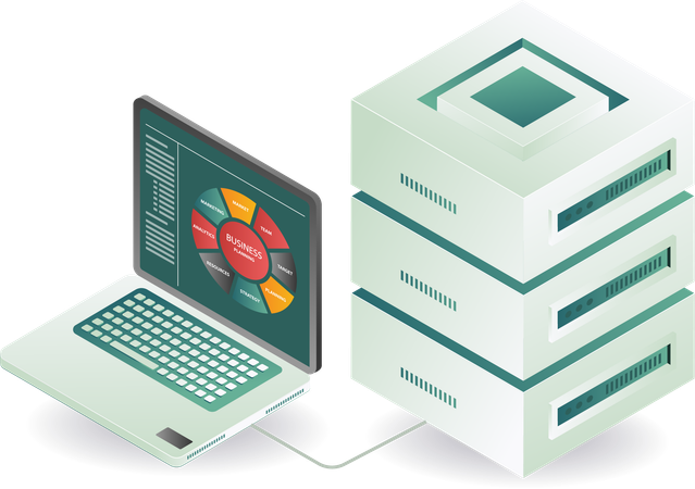 Business-Server-Plan-Analyse-Netzwerk  Illustration