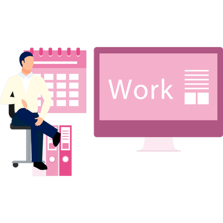 Business sitting on chair in his office  Illustration