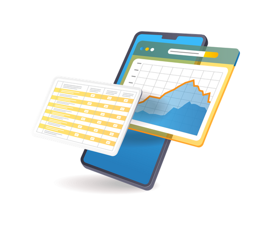 Business smartphone data analyst checklist  Illustration