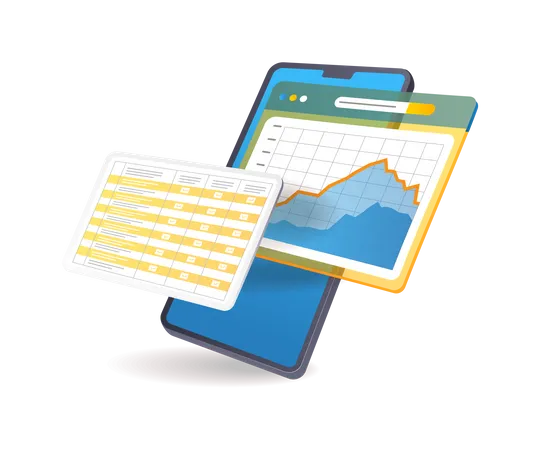 Business smartphone data analyst checklist  Illustration