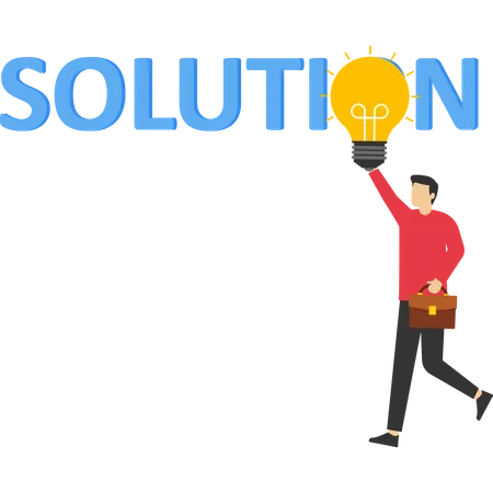 Cooperation And Teamwork Concept Group Of Business Professionals Reach Shining Light Bulb Solution Concept Workaround And Problem Solving Illustration