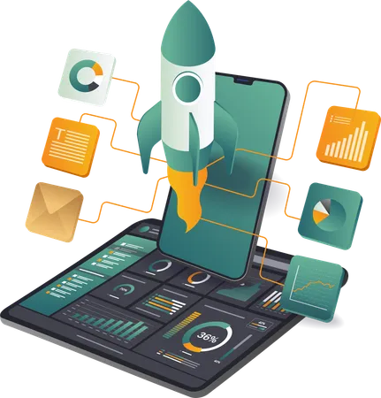 Business startup analysis and business report  Illustration