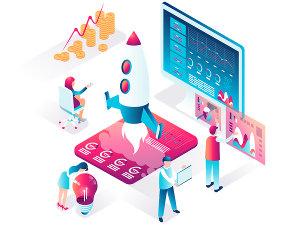 Business startup analysis  Illustration