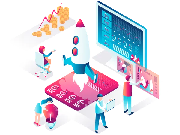 Business startup analysis  Illustration