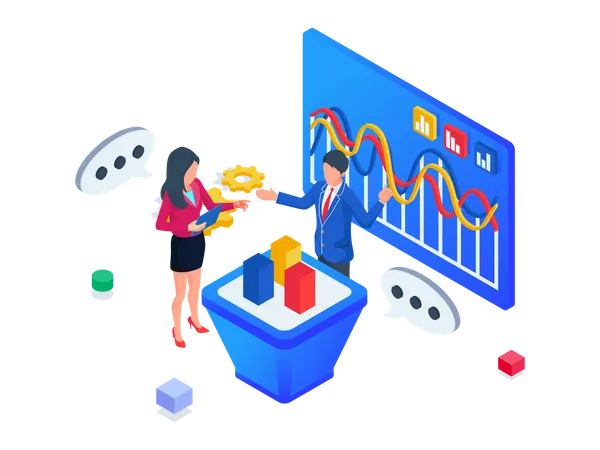 Business startup brainstorming process  Illustration