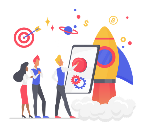Business startup launch  イラスト