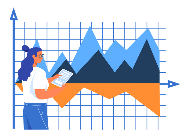 Business statistical analysis by woman Illustration