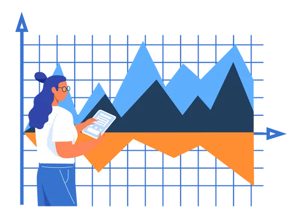 Business statistical analysis by woman  Illustration