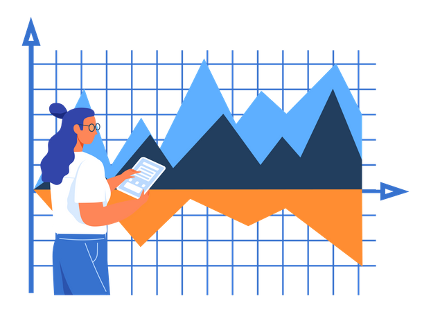 Business statistical analysis by woman  Illustration