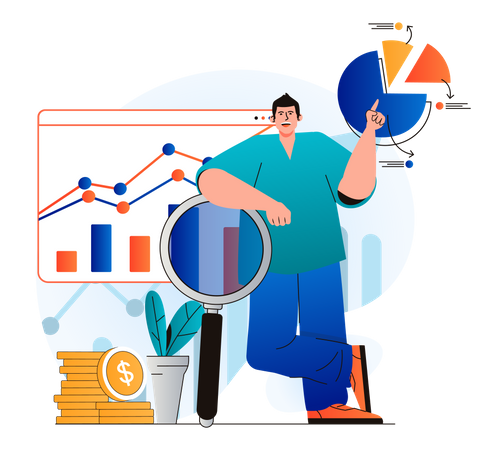 Business statistics analysis  Illustration