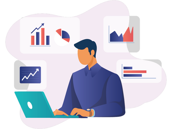 Business Statistics displayed in Business Team meeting  Illustration