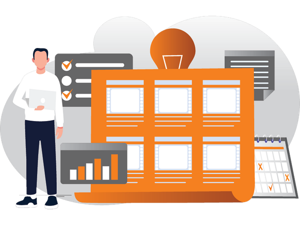 Business Statistics displayed in Business Team meeting  Illustration