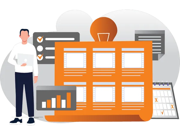 Business Statistics displayed in Business Team meeting  Illustration